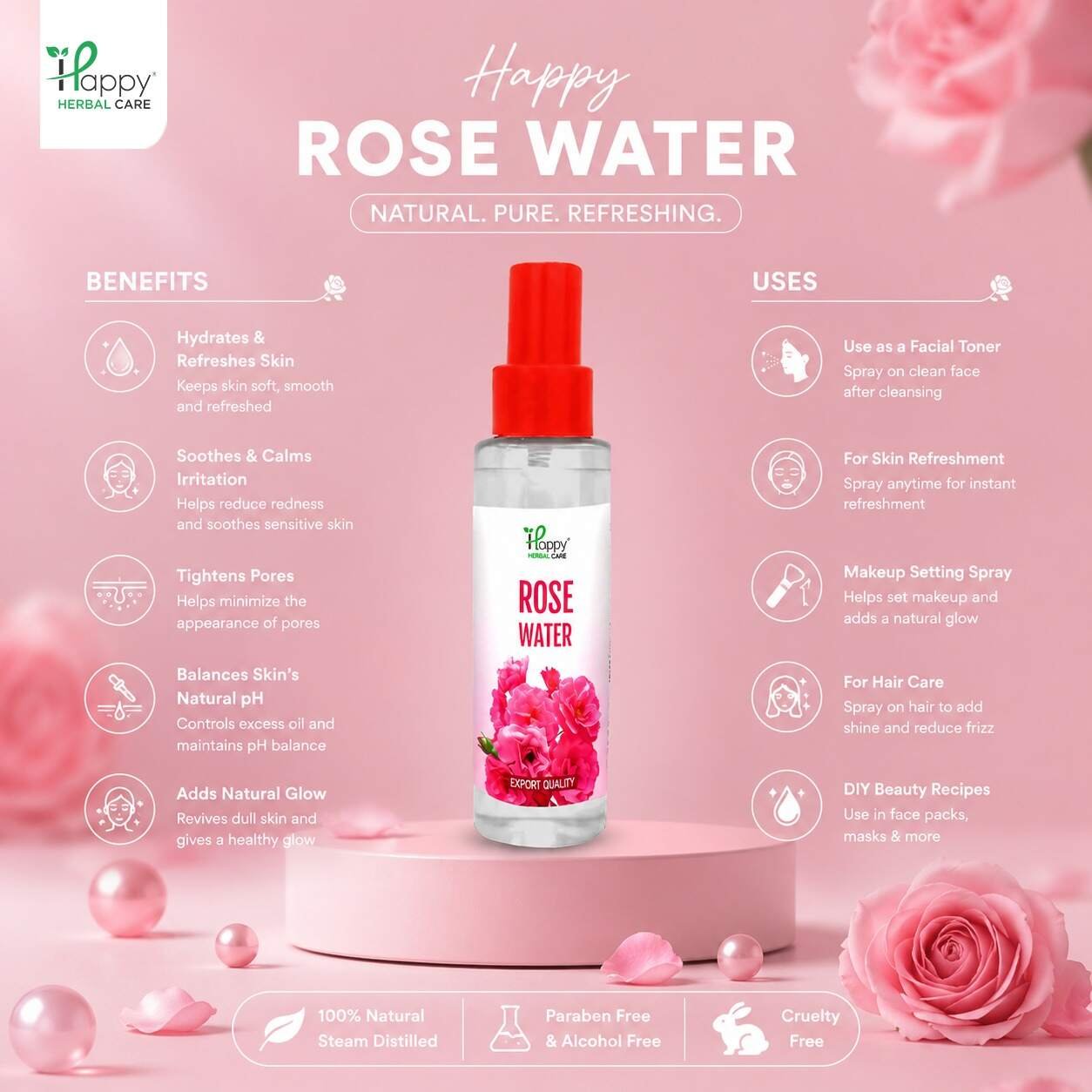 Natural Rose Water for Face and Skin