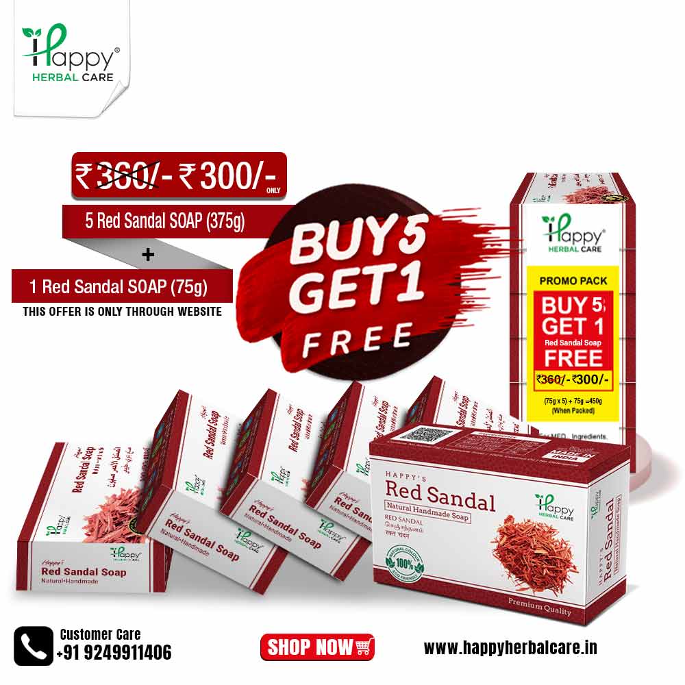 Handmade Red Sandal Herbal Soap! Buy 5, Get 1 Free - Hurry, Limited Time Offer!