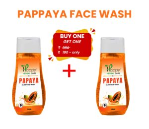 Happy Herbal Care Papaya Face Wash Buy One Get One Offer – Natural papaya extract face cleanser for glowing skin