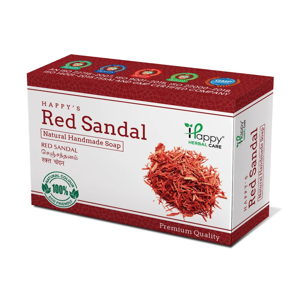 Discover the top 10 herbal soaps from Happy Herbal Care, including Red Sandal, Papaya, Tulsi, Neem, Aloe Vera, Kasturi Manjal, Charcoal, and more for naturally healthy skin.
